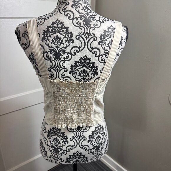 HYFVE Striped Bustier Top khaki and white striped cropped fitted sweetheart - Picture 8 of 11